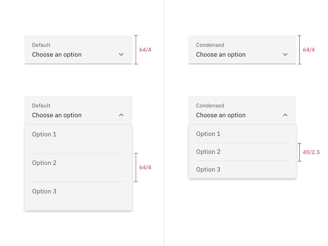 Sizes for dropdown